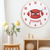 Cute rode jongens voetbal slaapkamer muur grote klok