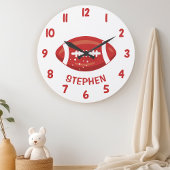 Cute rode jongens voetbal slaapkamer muur grote klok