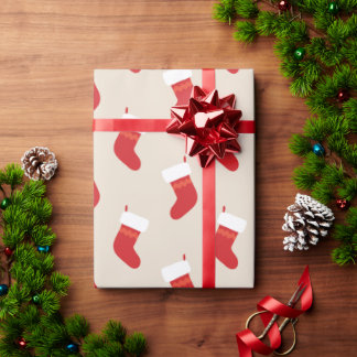 Cute Rode Kerstsok Inpakpapier