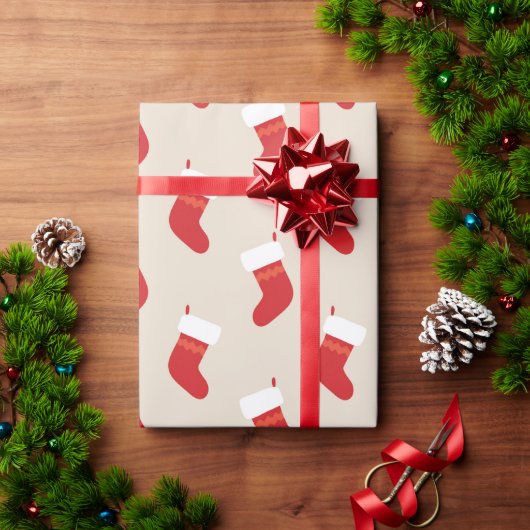 Cute Rode Kerstsok Inpakpapier (Feestdagen Geschenken)