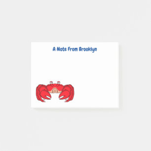 Cute rode krab cartoon illustratie post-it® notes