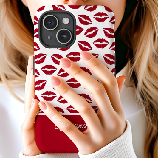 Cute Rode Lippenstift Kusjes Script Naam Case-Mate iPhone Case