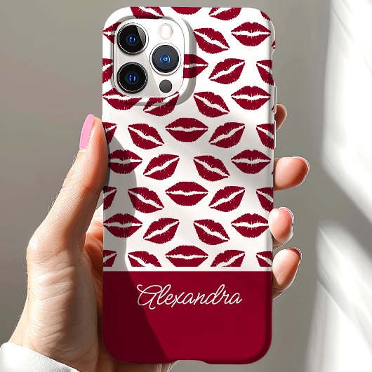 Cute Rode Lippenstift Kusjes Script Naam Case-Mate iPhone Case