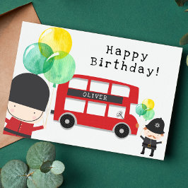 Cute rode Londense bus thema kinder verjaardagskaa Bedankkaart