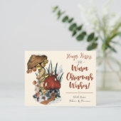 Cute Rode Paddenstoelenhuis Kerstkaart (Staand voorkant)