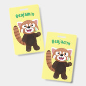 Cute rode panda cartoon illustratie badge (Voor- en achterkant)