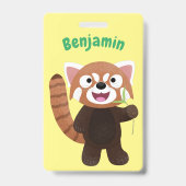 Cute rode panda cartoon illustratie badge (Achterkant)