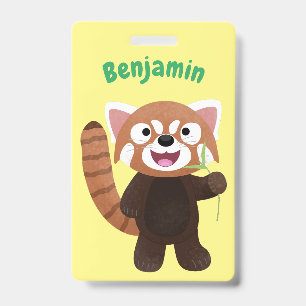 Cute rode panda cartoon illustratie badge