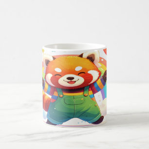 Cute Rode Panda Design - Gelukkig Dansend Dier Reg Koffiemok