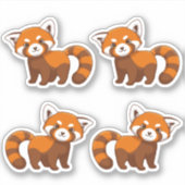 Cute Rode Panda Set van 4 Sticker (Voorkant)