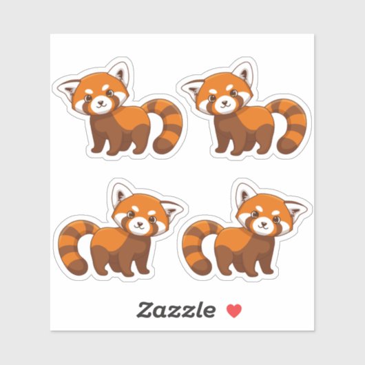 Cute Rode Panda Set van 4 Sticker (Vel)