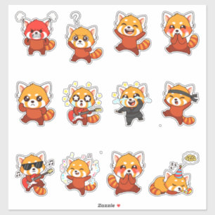 Cute Rode Panda Sticker Pack — Kawaii Uitdrukking