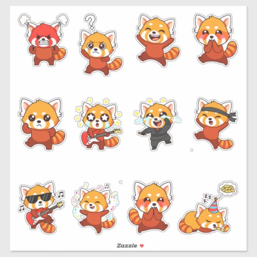 Cute Rode Panda Sticker Pack — Kawaii Uitdrukking (Vel)