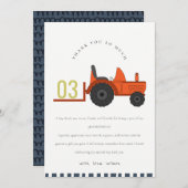 Cute rode roest boerderijtractor kinderen elke lee bedankkaart (Voorkant / Achterkant)