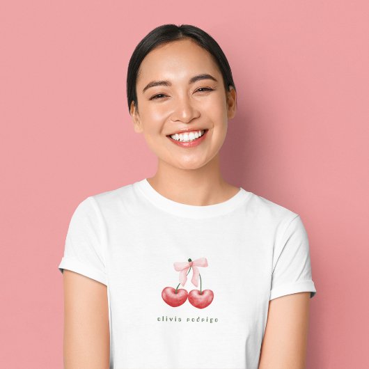 Cute Rode & Roze Kersen Hart Strik T-shirt