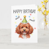 Cute Rode Speelgoed Poodle Doodle Makkelijk Aangep Kaart (Gele Bloem)