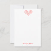 Cute Rode Valentijnsdag Bloemhart Aangepaste Naam Bedankkaart (Voorkant)