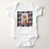 Cute rode vos dier rozen waterverf baby overall romper (Voorkant)