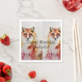 Cute Rode Vos Verjaardagsmeisje Decor Servet Serve (Insitu)