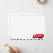 Cute Rode Vuilniswagen Kinderen Elke Leeftijd Verj Notitiekaartje (Voorkant / Achterkant in situ)