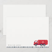 Cute Rode Vuilniswagen Kinderen Elke Leeftijd Verj Notitiekaartje (Voorkant / Achterkant)