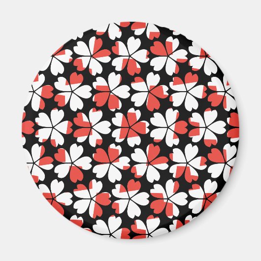 Cute rode witte bloemen patronen magneet (Voorkant)