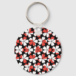 Cute rode witte bloemen patronen sleutelhanger