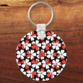 Cute rode witte bloemen patronen sleutelhanger (Voorkant)