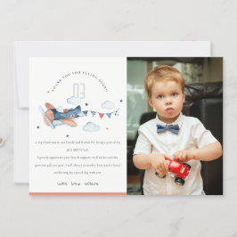 Cute Roest Navy Vliegtuig Wolken Kinderen Foto Ver Bedankkaart