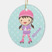 Cute Roller Skater Girl in Pink en Paars Keramisch Ornament (Links)