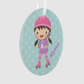 Cute Roller Skater Girl in Pink en Paars Ornament (voorkant)