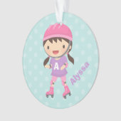 Cute Roller Skater Girl in Pink en Paars Ornament (voorkant)