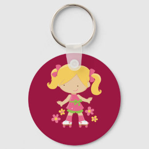 Cute Roller Skating Girl on Schaatsen Gift Sleutelhanger
