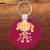 Cute Roller Skating Girl on Schaatsen Gift Sleutelhanger (Voorkant)