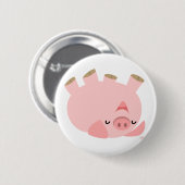 Cute Rolling Over Cartoon Pig Ronde Button 5,7 Cm (Voorkant /achterkant)