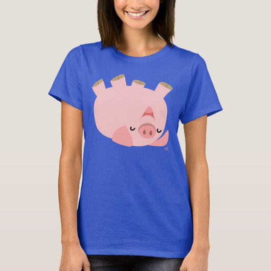 Cute Rolling Over Cartoon Varkens T-Shirt (Voorkant)