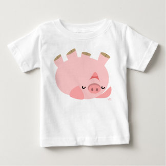 Cute Rolling Over Cartoon Varkenshaar Baby T-Shirt