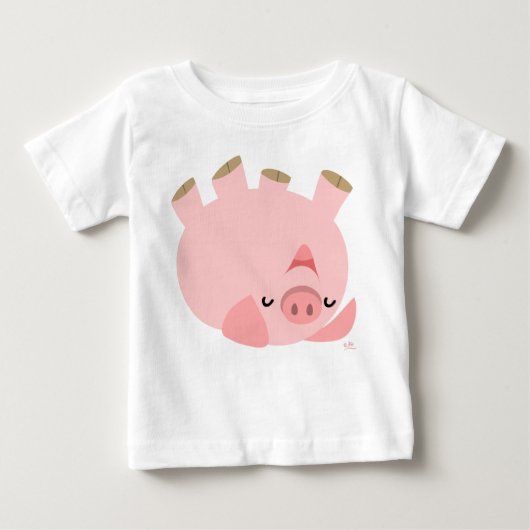 Cute Rolling Over Cartoon Varkenshaar Baby T-Shirt (Voorkant)