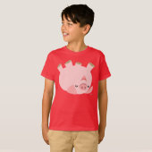 Cute Rolling Over Cartoon Varkenshaar T-shirt (Voorkant volledig)