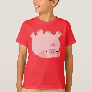 Cute Rolling Over Cartoon Varkenshaar T-shirt