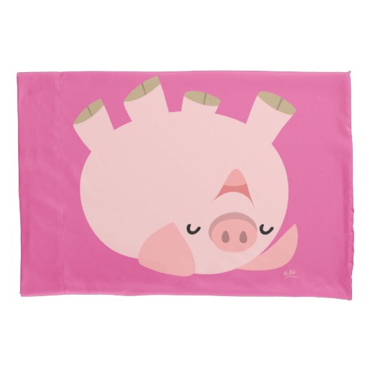 Cute Rolling Over Pig Kussensloop (Voorkant)