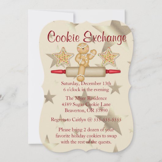 Cute Rolling Pin Cookie Exchange Holiday Invite Kaart (Voorkant)