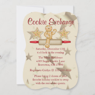 Cute Rolling Pin Cookie Exchange Holiday Invite Kaart