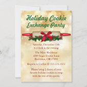 Cute Rolling Pin Cookie Exchange Holiday Invite Kaart (Voorkant)