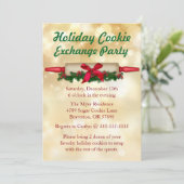 Cute Rolling Pin Cookie Exchange Holiday Invite Kaart (Staand voorkant)