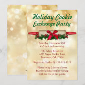 Cute Rolling Pin Cookie Exchange Holiday Invite Kaart (Voorkant / Achterkant)