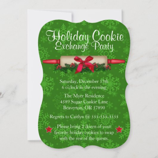 Cute Rolling Pin Cookie Exchange Holiday nodigt ui Kaart (Voorkant)