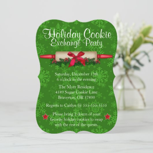 Cute Rolling Pin Cookie Exchange Holiday nodigt ui Kaart (Staand voorkant)