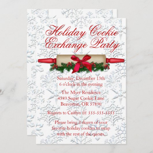 Cute Rolling Pin Cookie Exchange Holiday nodigt ui Kaart (Voorkant / Achterkant)