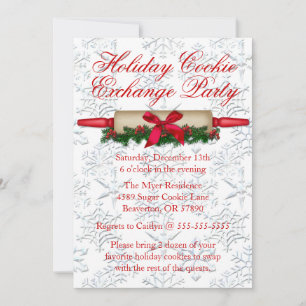Cute Rolling Pin Cookie Exchange Holiday nodigt ui Kaart